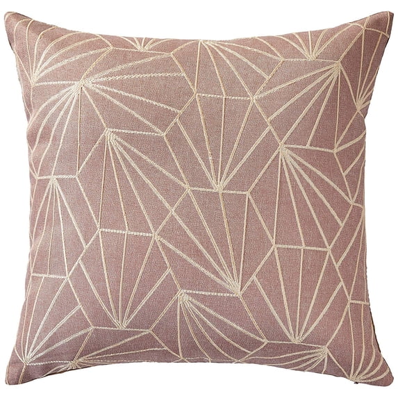 Violet Linen Victoria Chenille Abstract Haxegon Design, Polyester Jacquard, Oatmeal, 18 Inch by 18 Inch, Decorative Throw Pillows