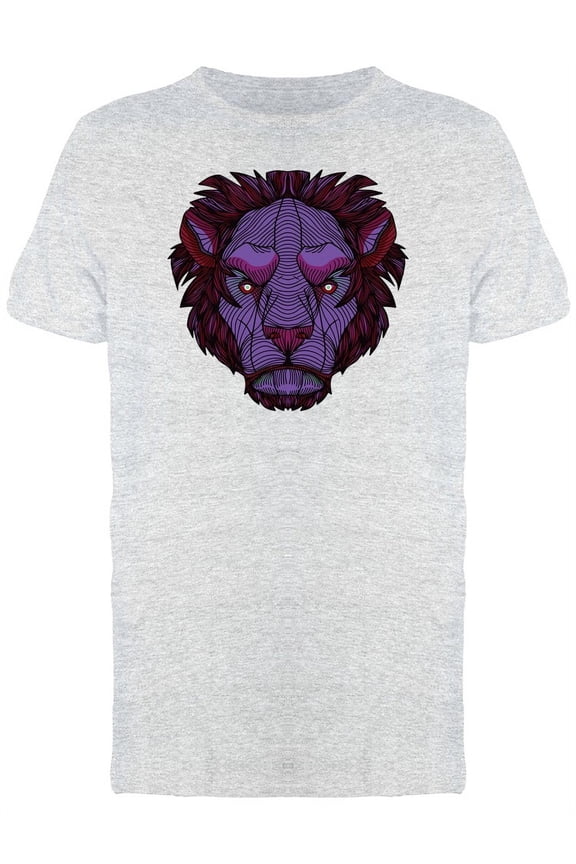 Violet Lion Head T-Shirt Men -Image by Shutterstock, Male Large