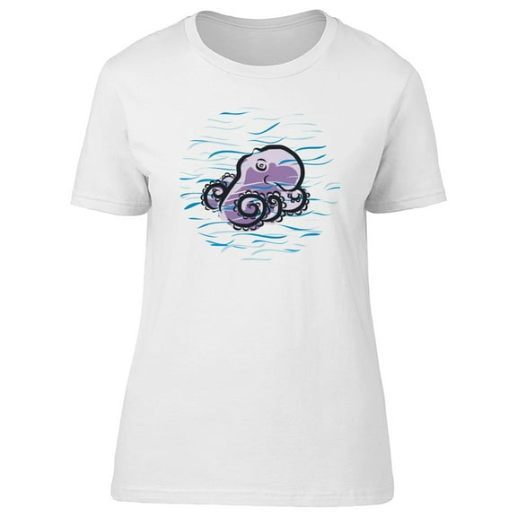 Violet Octopus Cartoon On Water Tee Men's -Image by Shutterstock