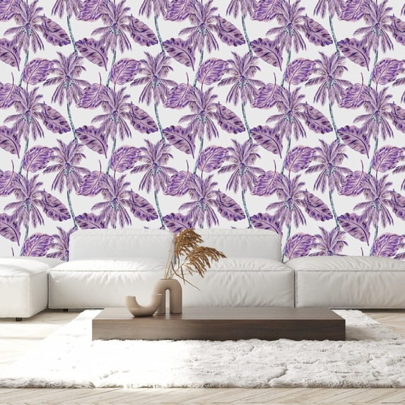 Violet Palms Wallpaper Pre-Pasted - 25"W x 225"H