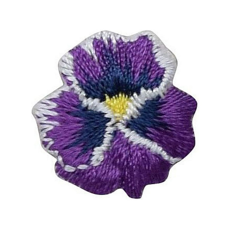 Purple Flower Embroidered Iron On Applique