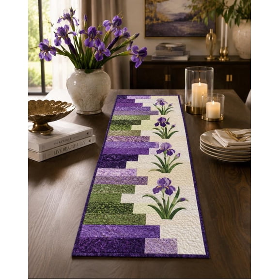Violet Path 03379D - Iris Floral Pattern, Garden Quilt Pattern, Pattern Table Runner