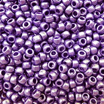 Violet Purple Pearl Pony Crow Beads Large Hole Made in USA 6x9mm