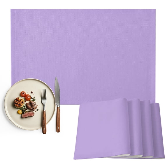 Violet Purple Placemats Set of 4, Farmhouse Solid Purple Color Modern Art Washable Wipeable Table Mats for Dining Tables, Indoor Outdoor Kitchen Place Mats for Holiday Party Table Decor