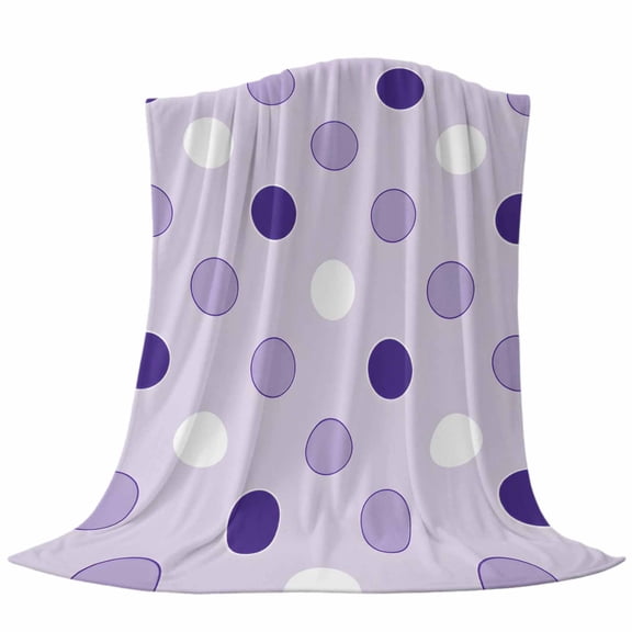 Violet Purple Polka Dots Throw Flannel Blanket Modern Minimalist Geometric Circles Spots Super Soft Cozy Bed Blanket, Lightweight Plush Fuzzy Bed Throw for Bedroom Sofa Couch Living Room 30x40in