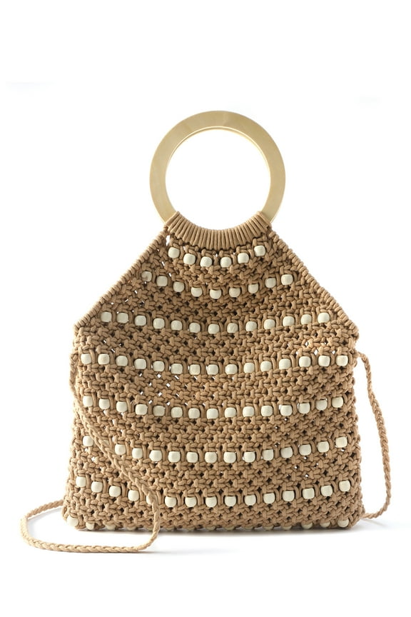 Women's Handbag Beaded Crotchet Natural
