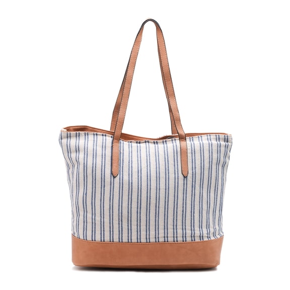 Violet Ray Women's Handbag Canvas Tote Blue Striped