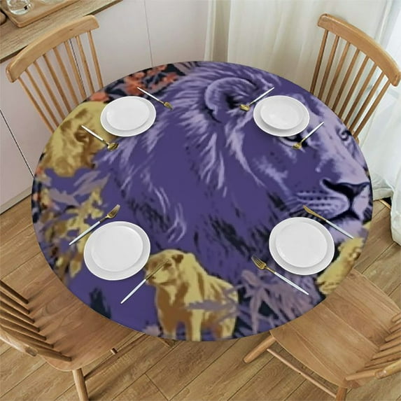 Violet Round Tablecloth,Indoor Kitchen Dinning Room or Outdoor,Waterproof and wipeable,Round Tablecloth
