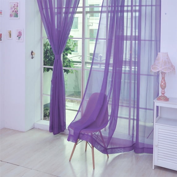 Violet Sheer Tulle Curtain Panel Light Filtering Window Drape, Soft Voile Fabric Breathable, Elegant Modern Home Decor for Living Room, 39X79In, 1Pcs
