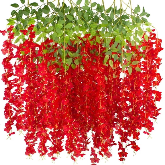 Violet Silk Artificial Flowers - 12-Pack Wall Hanging Garland, Realistic Fabric Orchid Decor for Weddings, Home, Office, Cafe & Events - Indoor/Outdoor UV Resistant Hanging Floral Arrangement