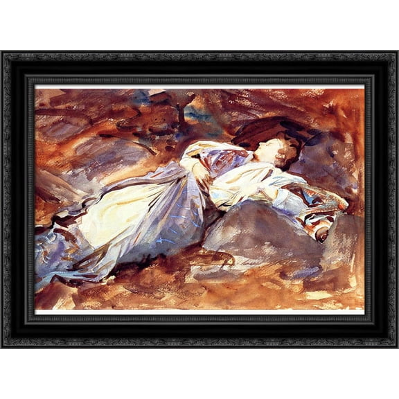 Violet Sleeping 24x19 Black Ornate Wood Framed Canvas Art by Sargent, John Singer