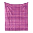 thumbnail image 1 of Violet Soft Flannel Fleece Blanket, Monochromatic Checkered Plaid Tartan Stripes Geometrical Pinkish Pattern, Cozy Plush for Indoor and Outdoor Use, 50" x 70", Pink and Pale Fuchsia, by Ambesonne, 1 of 6