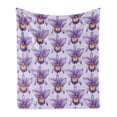 thumbnail image 1 of Violet Soft Flannel Fleece Blanket, Tropical Orchid Flowers Watercolor Style Hawaiian Nature Inspirations, Cozy Plush for Indoor and Outdoor Use, 70" x 90", Pale Mauve Violet Orange, by Ambesonne, 1 of 5