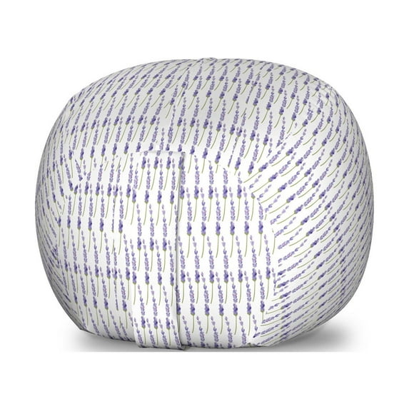 Violet Storage Toy Bag Chair, Garden Spring Flower Related Continuous Isolated Lavender Lilac Illustration, Stuffed Animal Organizer Washable Bag, Large Size, White Mauve Khaki, by Ambesonne