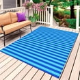 thumbnail image 1 of Violet Striped Outdoor Rug for Patio/Deck/Porch, Non-Slip Large Area Rug 5 x 7 Ft, Geometric Vertical Modern Minimalist Indoor Outdoor Rugs Washable Area Rugs, Reversible Camping Rug Carpet Runner, 1 of 8