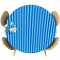 thumbnail image 1 of Violet Striped Round Tablecloth, Fitted Table Cover with Elastic for 55"-60" Round Tables, Geometric Vertical Modern Minimalist Table Cloth Outdoor Indoor Dinning Party Waterproof Tablecloths, 1 of 7