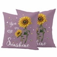 thumbnail image 1 of Violet Sunshine Sunflower Outdoor Waterproof Pillow Covers, Pastoral Bees Farmhouse Floral Decorative Square Throw Pillowcase Sofa Cushion Sham for Patio/Couch/Chair, 24"x24" 2 Pack, 1 of 8