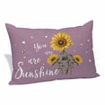 thumbnail image 1 of Violet Sunshine Sunflower Pillow Covers, Linen Long Throw Pillow Case, Pastoral Bees Farmhouse Floral Holiday Pillow Protector Decorative Cushion Cover for Living Room/Bedroom 20" x 36", 1 of 8