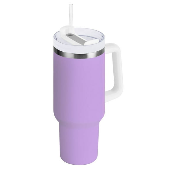 Violet Tumbler with Handle and Straw Lid 40 oz Insulated Vacuum Water Bottle Stainless Steel Travel Cup