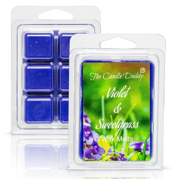 Violet and Sweetgrass -  Wildflower and Fresh Cut Grass Scented Melt- Maximum Scent Wax Cubes/Melts- 1 Pack -2 Ounces- 6 Cubes