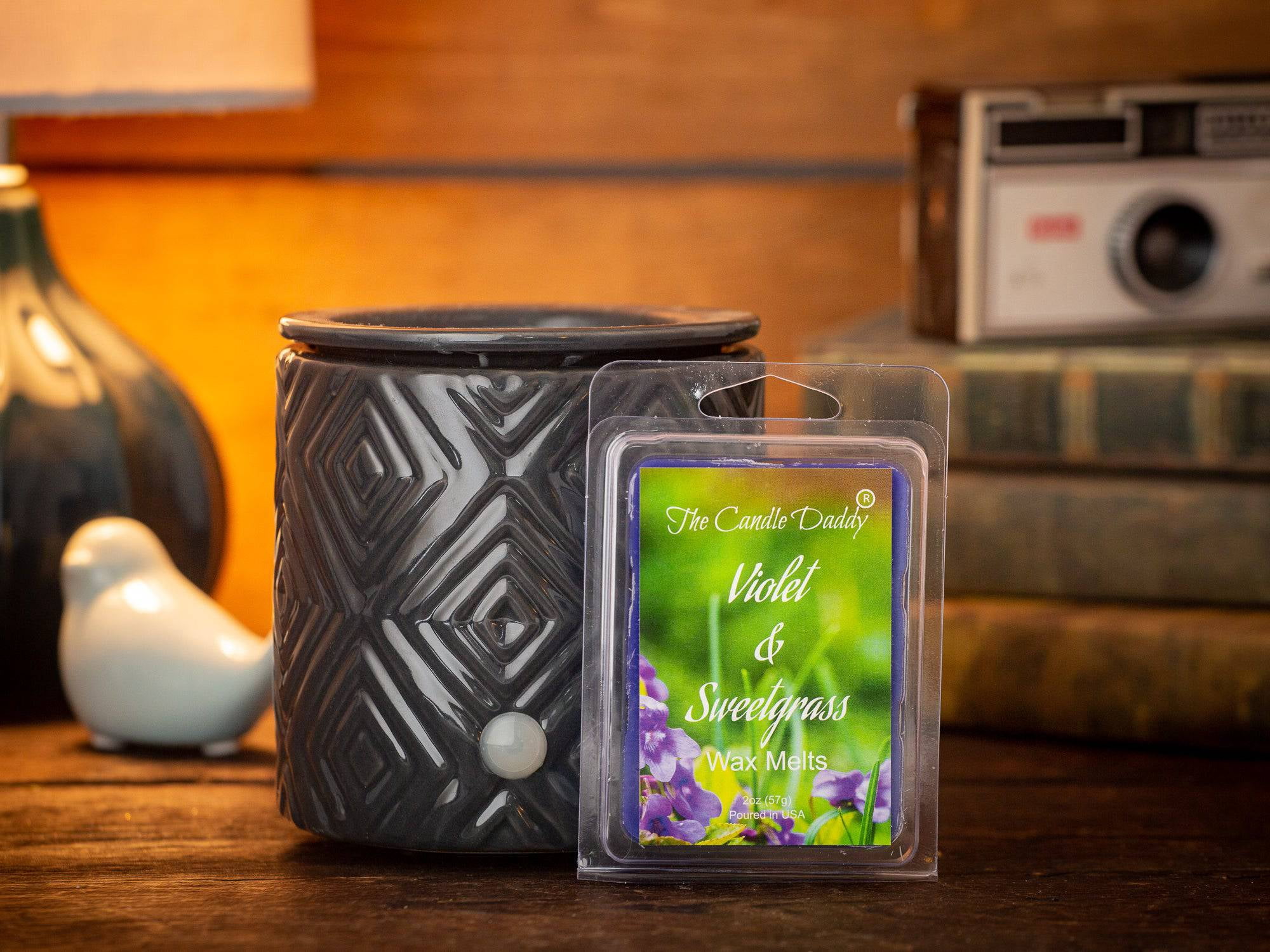 Violet and Sweetgrass -  Wildflower and Fresh Cut Grass Scented Melt- Maximum Scent Wax Cubes/Melts- 1 Pack -2 Ounces- 6 Cubes