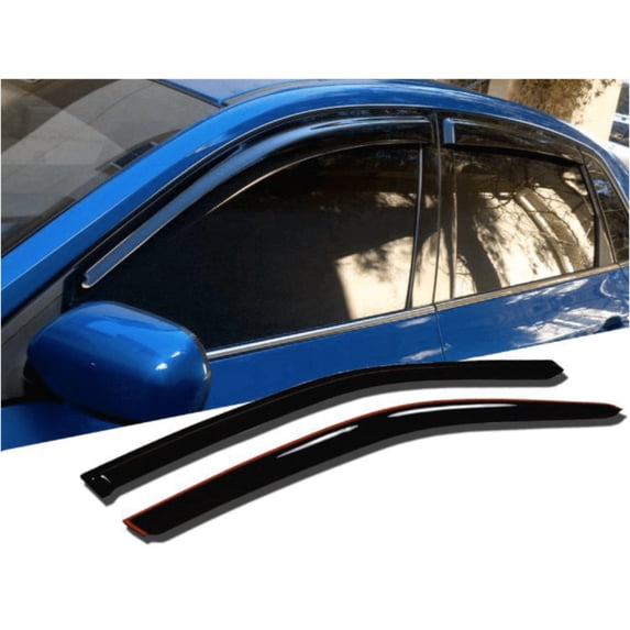 VioletLisa 2pcs Sun Rain Wind Deflectors Door Window Visors Outside Mount Channel Style Dark Smoke Tint for VW for Beetle 1998-2010