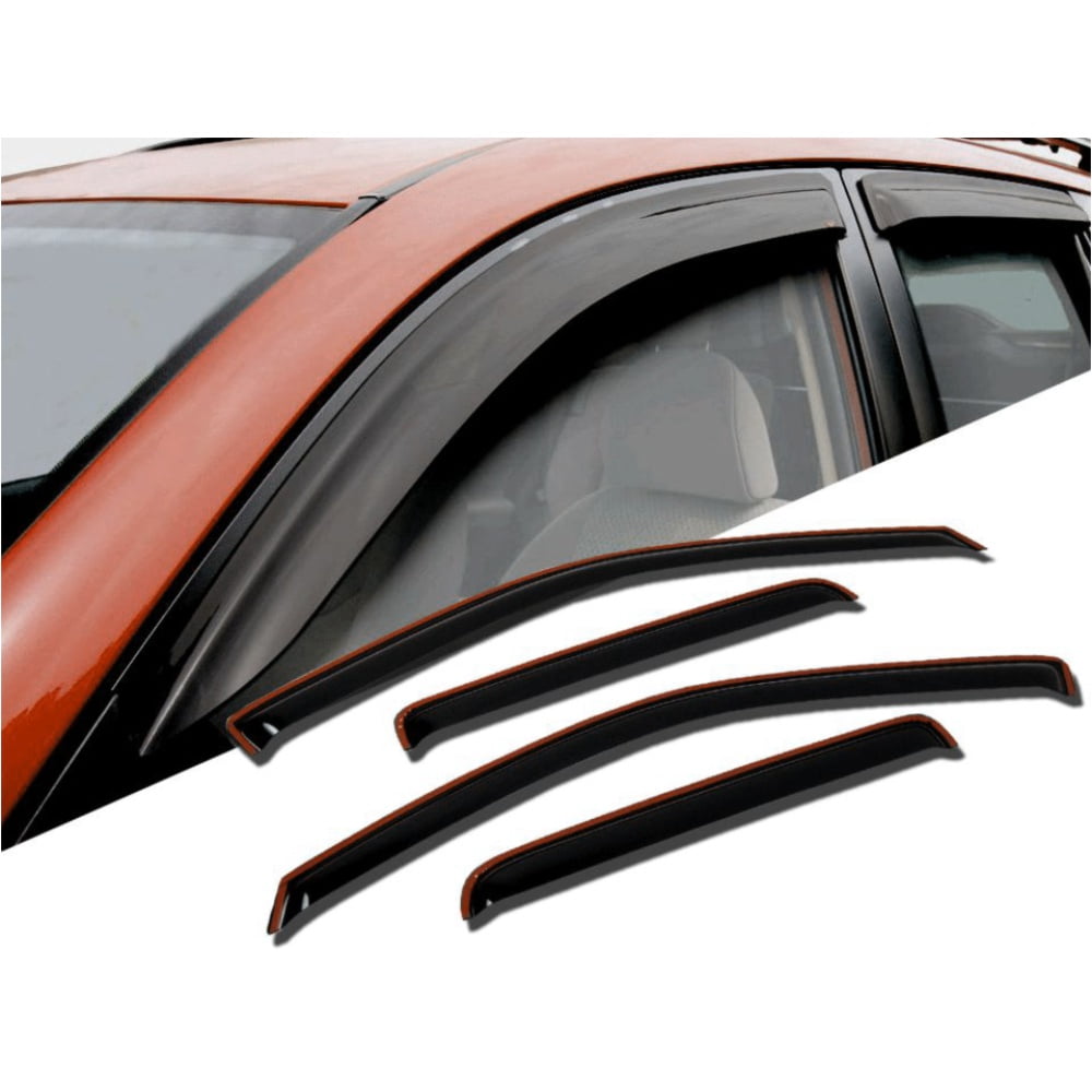 DNA Motoring Smoke Tint Rain Guards For 2005-2010 Kia Sportage - 4pc Tape-On Window Deflectors - View #2