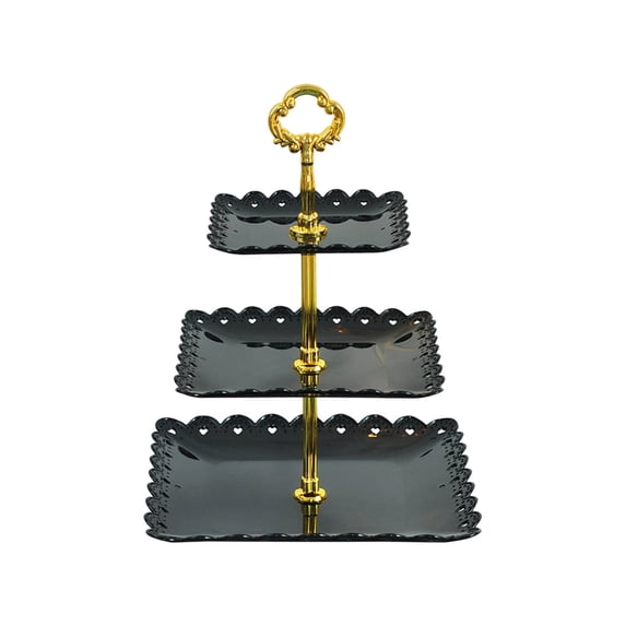Violete 3 Tier Plastic Cake Stand and Fruit Tray, Round 3 Layer Dessert Display Rack for Cupcakes, Snacks, Candy, Weddings and Parties, 33 cm Tall
