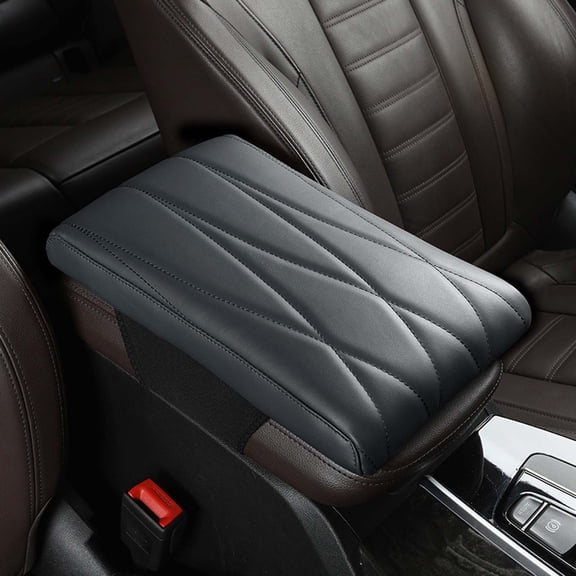 Violete Car Armrest Cushion Memory Foam, Red Mesh Waterproof Microfiber Leather Center Console Cover Pad for Cars, SUVs, Trucks, Minivans – 1 Pack