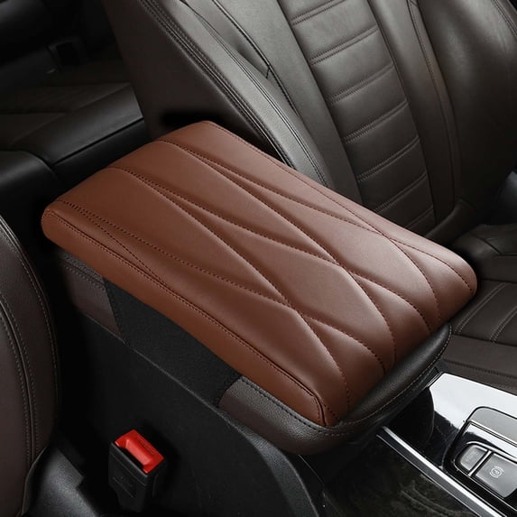 Violete Car Armrest Cushion Memory Foam, Red Mesh Waterproof Microfiber Leather Center Console Cover Pad for Cars, SUVs, Trucks, Minivans – 1 Pack