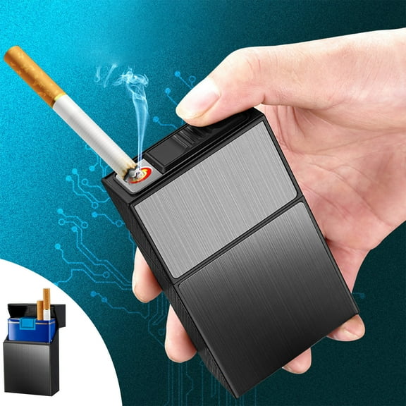 Violete Cigarette Lighter Case USB Rechargeable | Windproof Flameless Metal | Silver Gold | 10x3.1x6cm | 1 Pack