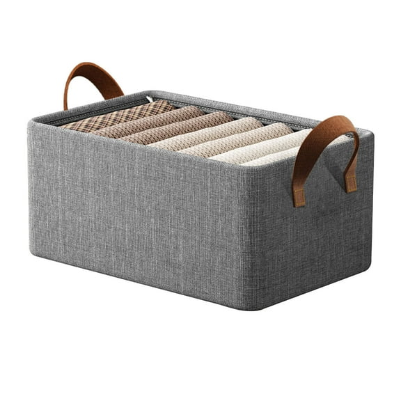Violete Clothes Storage Box with Lid | Foldable Fabric Organizer Drawer, Large Capacity 18.5x11x7.9 in, Sturdy Metal Frame, Reinforced Handles, Space-Saving Wardrobe Shelf Bin for Closet Organization
