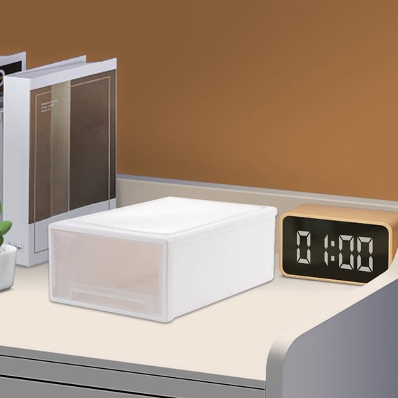 Desktop Storage Drawer Organizer | Clear Plastic Stackable Storage Box 27x18x10cm | Non-Slip Handle, Space Saving Design for Lingerie, Stationery, Cosmetics | Durable, Easy to Clean Multipurpose