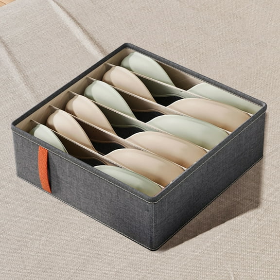 Violete Drawer Organizer Box for Bras, Socks, Lingerie, Ties, Oxford Cloth, Gray, 12.6x12.6x4.3in, Foldable Storage for Closet/Dresser