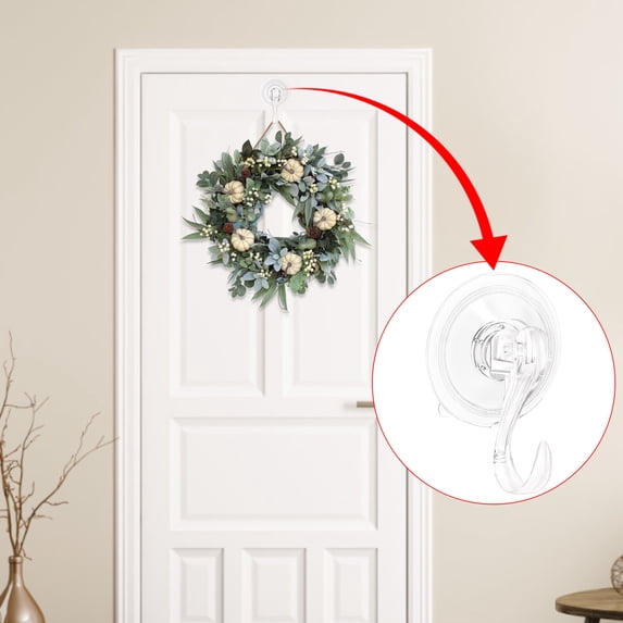 Violete Garland Hook Clear Suction Cup | Removable Heavy Duty Window Glass Door Wreath Holder | Reusable Large Transparent Hanger for Garland Decoration