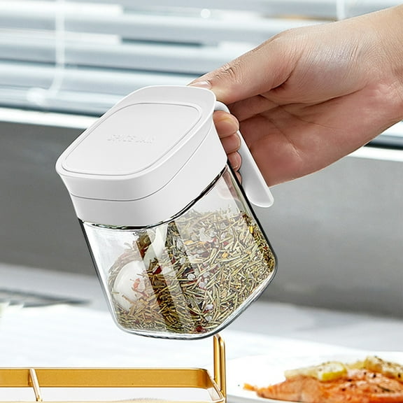 Violete Glass Condiment Jar 300ml with Spoon | Clear Spice Container Yellow Green White | Airtight Glass Canister for Sugar Pepper Kitchen Storage