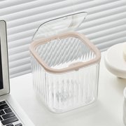 Violete Mini Desktop Trash Can with Press Lid | Plastic White/Gray Desk Basket for Living Room, Office, or Home | 6x6x3.2in & 6x6x5.5in Sizes | Easy-Open Flip Top, Sturdy Storage Bin for Sundries,