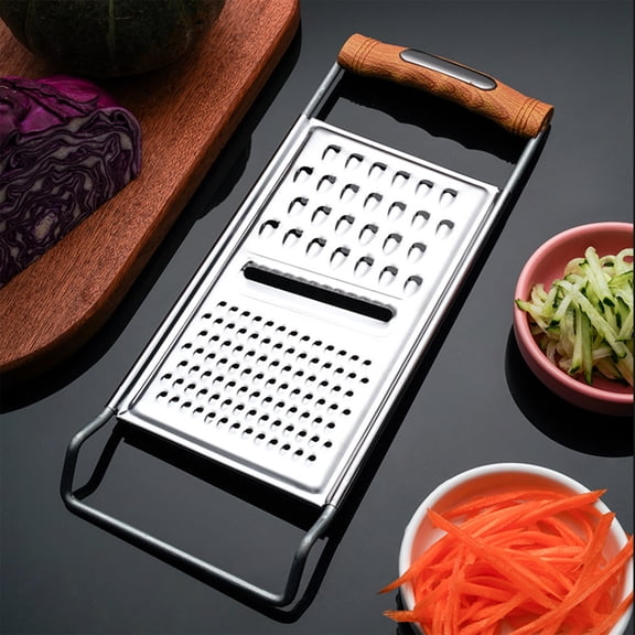 Violete Stainless steel foldable double sided grater, black 11.02 x 4.33 in multi functional kitchen tool for potatoes, cheese, lemon zest, ginger and garlic