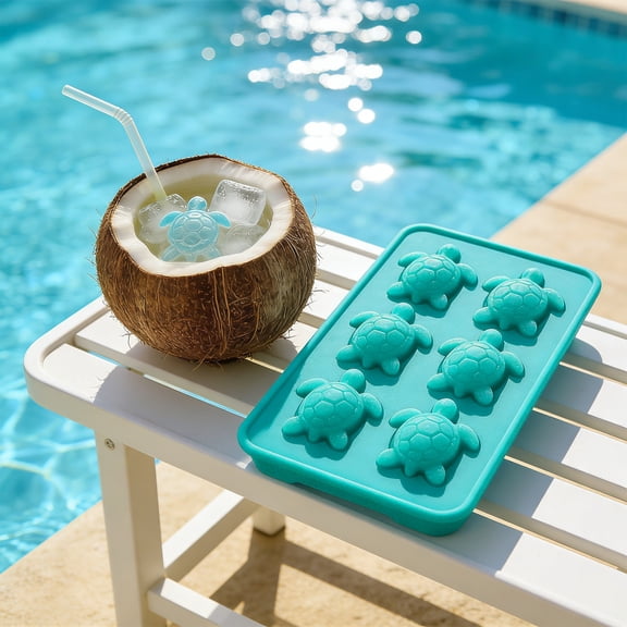 Violete Turtle Ice Tray Molds Silicone Set, Black Blue Yellow Stackable Ice Cube Maker with Transparent Lid Drawer Storage for Summer Drinks and Home Bars