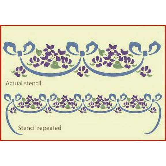 Violets Border Stencil - Victorian Baroque Victorian Deco Vintage DIY Art & Craft Reusable Sturdy Flexible Painting Template 10 mil Plastic Mylar Wall Floor Stencil - The Artful Stencil