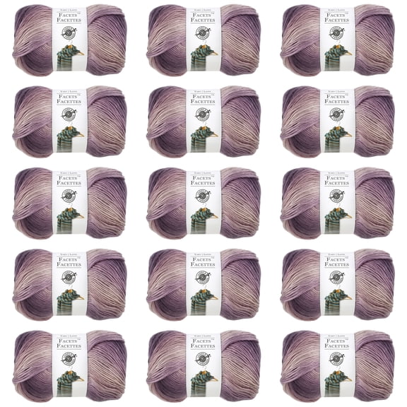 Loops & Threads Violette Facets Yarn - Medium Weight Yarn for Knitting, Crochet, Weaving, Arts & Crafts, 15 Pack