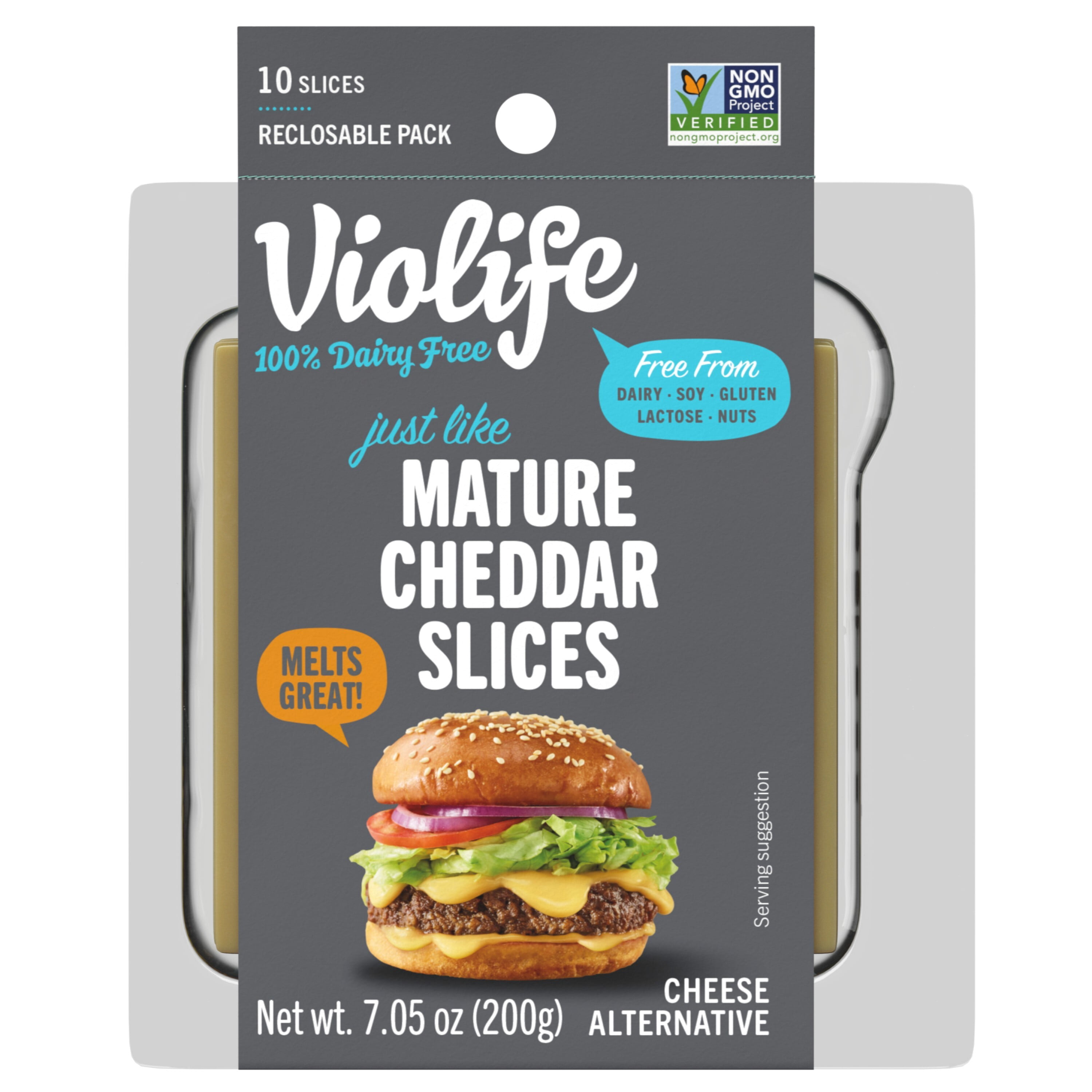 Violife Just like Mature Cheddar Slices, Dairy-Free Vegan, 7.05 oz pack (Refrigerated)