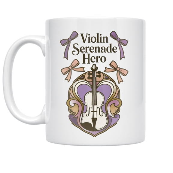Violin 11 oz Coffee Mug - Romantic Serenade White Ceramic gift