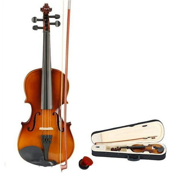Violin 3/4 Full Size, Solid Wood Fiddle Set for Adults Beginners Students,with Violin Bow,Hard Case with Hygrometer,Rosin,Natural color