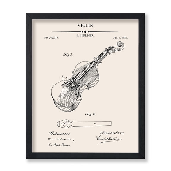 Violin Blueprint Poster Violin Patent Print Music Art Classical Art Technical Drawing Art Stringed Instrument Art