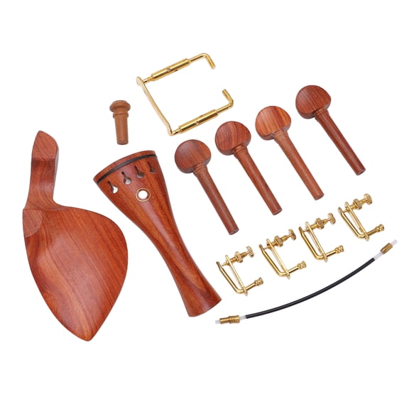 Violin Chinrest Complete Professional Jujube Wood Violin Cheek Rest with Pegs Tail Post Rope Tailpiece Screw