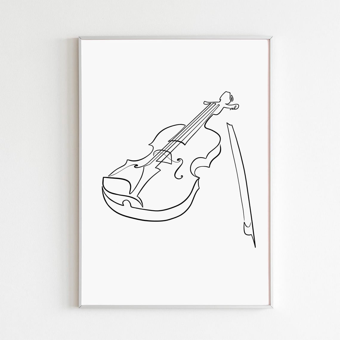 Violin Fiddle One Line Orchestra Music Teacher Folk Musician Wall Decor ...