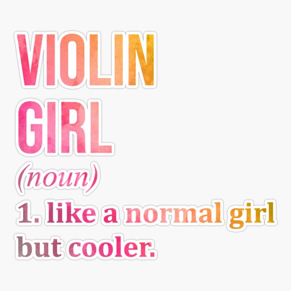 Violin Girl Definition In Watercolor Er, Phone Decal Water Bottle Stickers Car Decals, Funny Birthday Gift