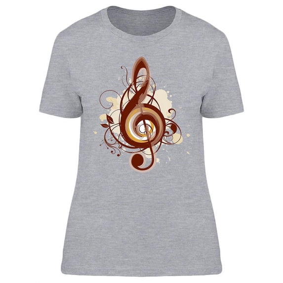 Violin Key In Floral Graphic T-Shirt Women -Image by Shutterstock, Female Small
