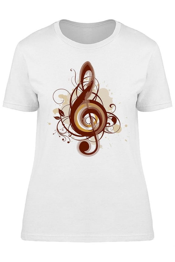 Violin Key In Floral Graphic T-Shirt Women -Image by Shutterstock, Female Small
